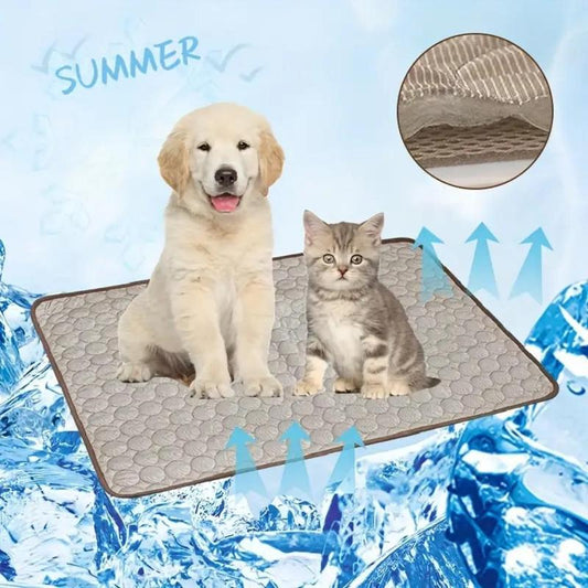 Portable Pet Cooling Mat with Gel Ice Bricks – Breathable Summer Bed for Dogs & Cats