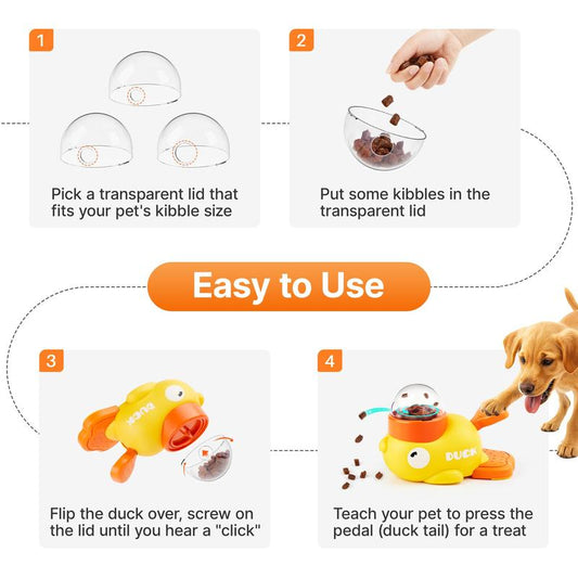 Potaroma Cat Puzzle Treat Dispenser Toy, Interactive Duck-Shaped Food Slow Feeder for Cats and Small Dogs Enrichment, IQ Training and Exercise 8.6 Inches