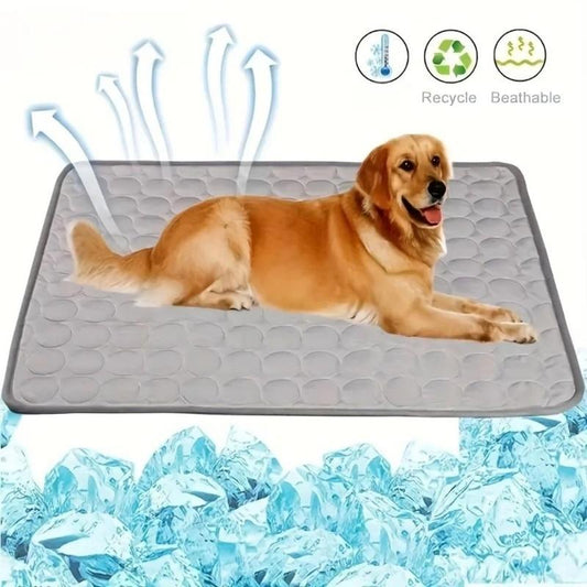 Portable Pet Cooling Mat with Gel Ice Bricks – Breathable Summer Bed for Dogs & Cats