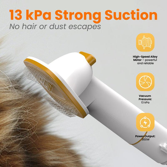 PUPPYOO 5-In-1 Pet Grooming Kit with 13000Pa Vacuum for Dogs & Cats, 1.5L Dust Cup, 4M Cord, Whisper-Quiet Operation, Adjustable Guard Combs, Hair Remover Roller