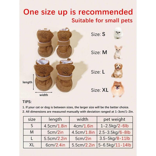 Fleece-Lined Winter Dog Boots with Non-Slip Soles for Warm, Comfortable Walks