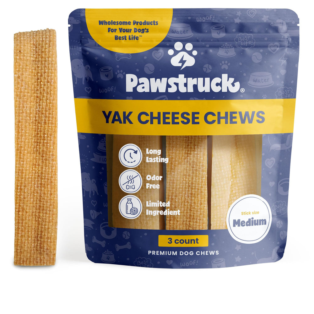 Pawstruck Himalayan Yak Dog Chew (3-4 oz. Pieces) Natural Yak & Cow Milk/Cheese from Himalayas Long-Lasting Jumbo Treat for Dog Best Thick Chew Stick - 3 Pack - Packaging May Vary