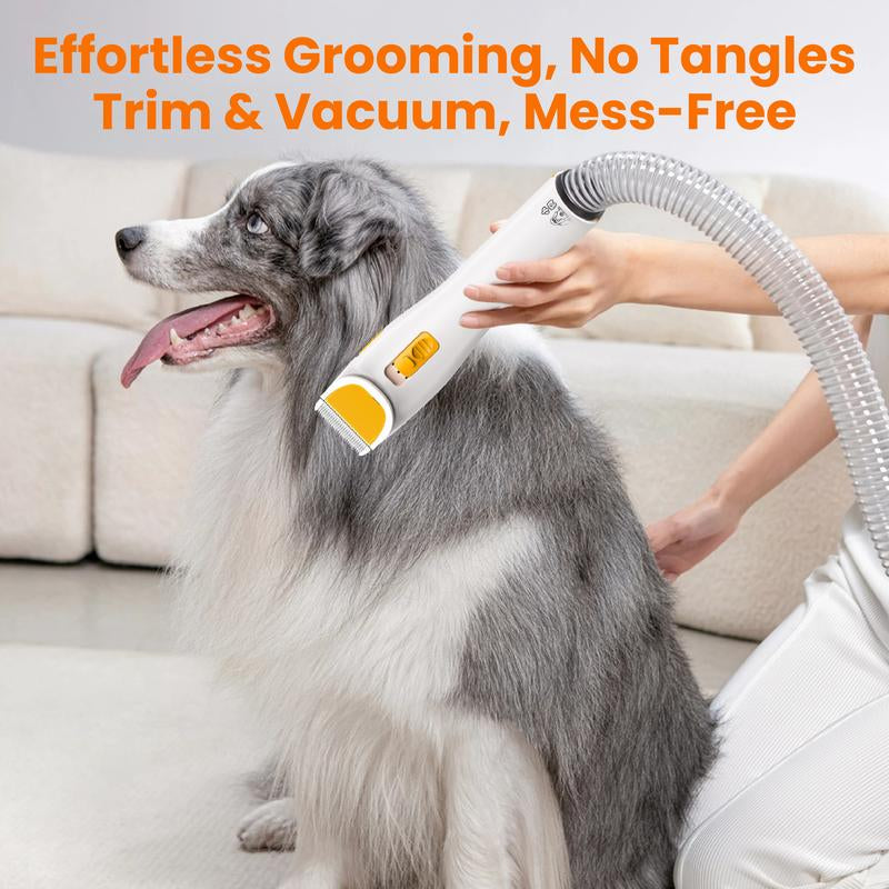 PUPPYOO 5-In-1 Pet Grooming Kit with 13000Pa Vacuum for Dogs & Cats, 1.5L Dust Cup, 4M Cord, Whisper-Quiet Operation, Adjustable Guard Combs, Hair Remover Roller