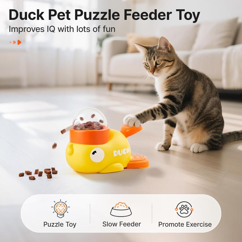 Potaroma Cat Puzzle Treat Dispenser Toy, Interactive Duck-Shaped Food Slow Feeder for Cats and Small Dogs Enrichment, IQ Training and Exercise 8.6 Inches
