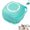 Hfpengzan Pet Bath Scrubber Brush Dog Grooming Massage Shampoo Bath Brush with Soap and Shampoo Dispenser Soft Silicone Bristle for Long Short Haired Dogs Cats Shower (Blue)