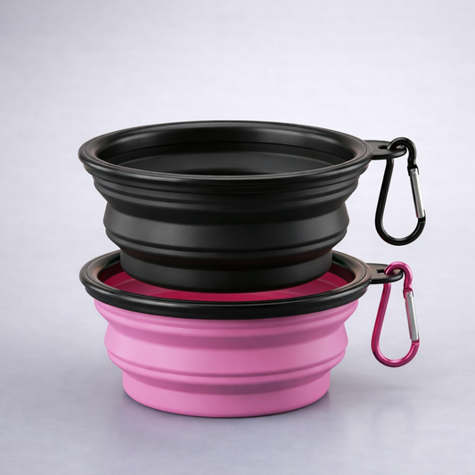 SLSON Collapsible Dog Bowls – Portable Travel Feeding & Water Dishes (2-Pack with Carabiners) - product photo