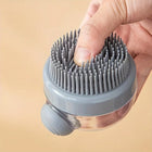 Hfpengzan Pet Bath Scrubber Brush Dog Grooming Massage Shampoo Bath Brush with Soap and Shampoo Dispenser Soft Silicone Bristle for Long Short Haired Dogs Cats Shower (Blue)