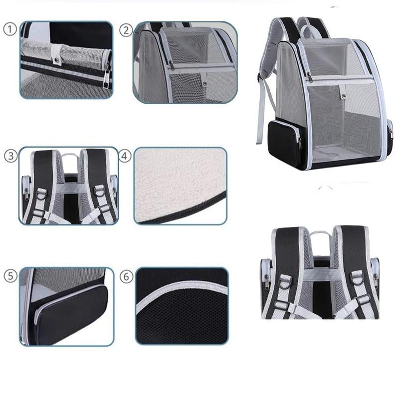 Portable Pet Carrier Bag, Foldable Breathable Pet Backpack, Foldable Outdoor Travel Bag for Dogs & Cats