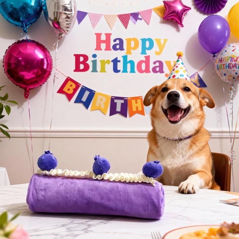 Nocciola Blueberry Swiss Roll Dog Enrichment Toy, Snuffle Mat with Crinkle Paper, Interactive Hide and Seek Toy for Small Medium Dogs, Dog Birthday Gift