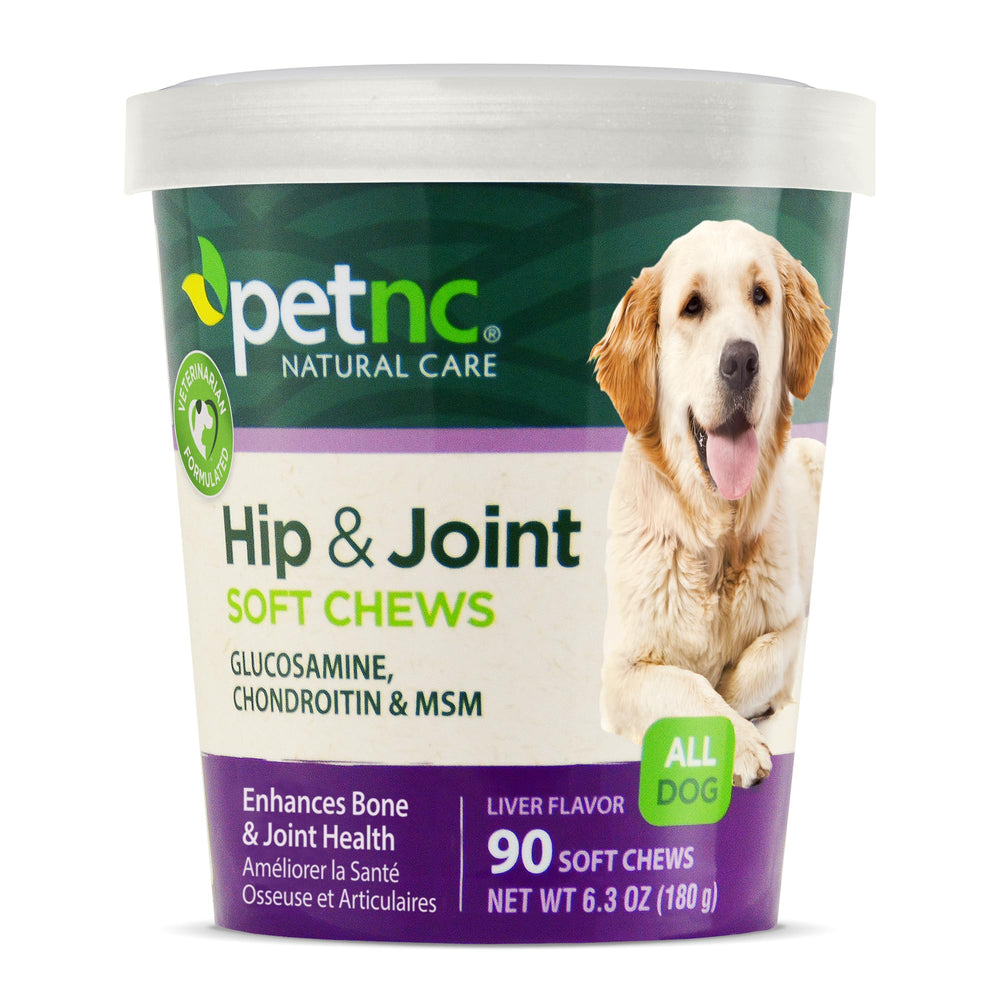 Petnc Natural Care Hip & Joint Health Supplement for Dogs (90 Chews) Glucosamine Chondroitin MSM Dog Chews with Hyaluronic Acid Liver Flavored Bone & Joint Support Supplement For All Breeds