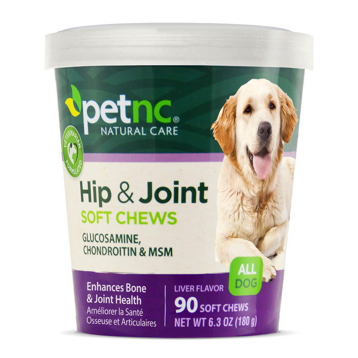 Petnc Natural Care Hip & Joint Health Supplement for Dogs (90 Chews) Glucosamine Chondroitin MSM Dog Chews with Hyaluronic Acid Liver Flavored Bone & Joint Support Supplement For All Breeds