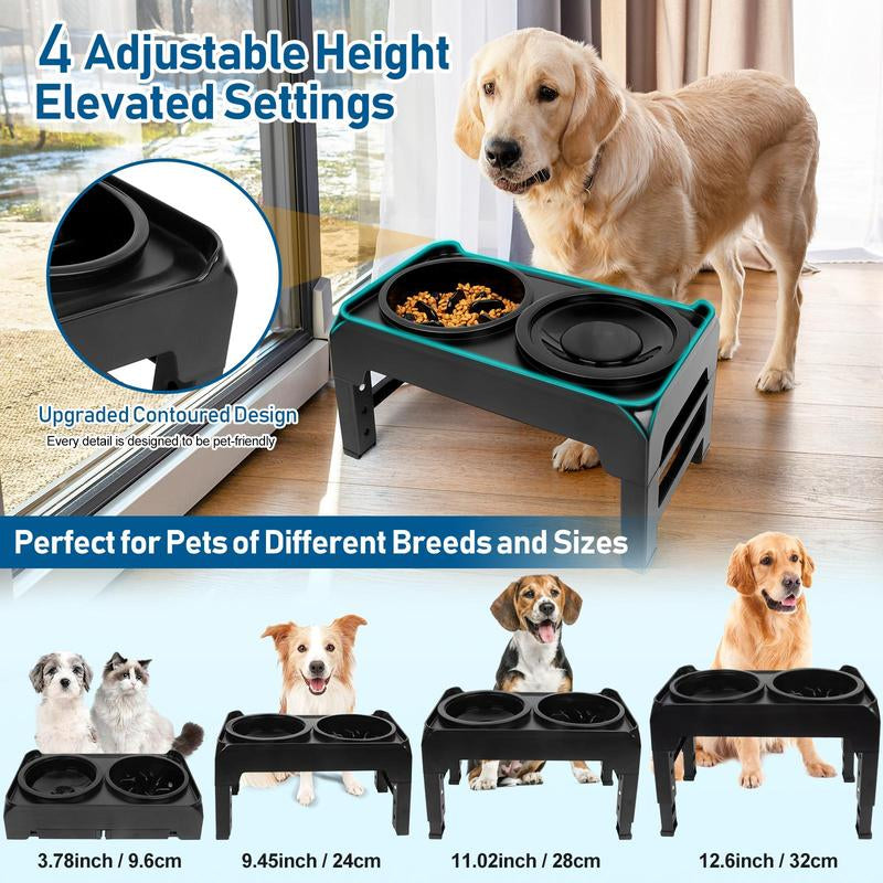 Liftable Pet Feeding Bowl, 2-In-1 Slow Feeding Elevated Dog Bowl, anti Spill Pet Feeder, Pet Feeding Supplies for Cat & Dog, Cat Products, Christmas Gift
