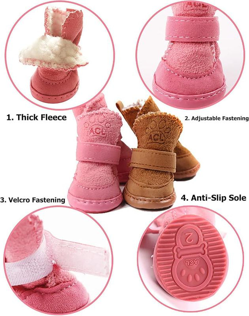 Fleece-Lined Winter Dog Boots with Non-Slip Soles for Warm, Comfortable Walks