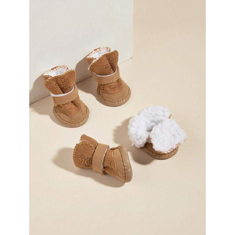 Fleece-Lined Winter Dog Boots with Non-Slip Soles for Warm, Comfortable Walks