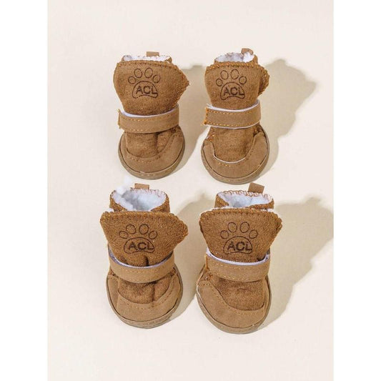 Fleece-Lined Winter Dog Boots with Non-Slip Soles for Warm, Comfortable Walks