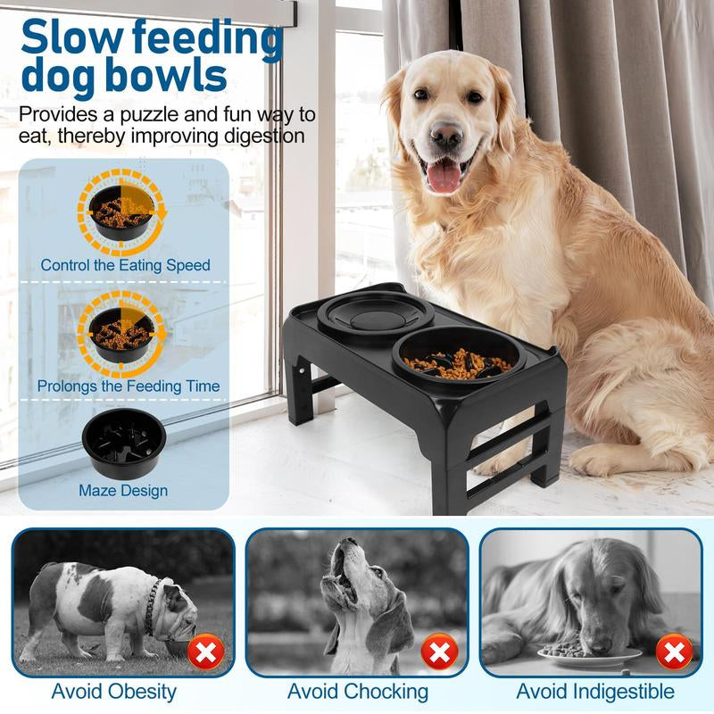 Liftable Pet Feeding Bowl, 2-In-1 Slow Feeding Elevated Dog Bowl, anti Spill Pet Feeder, Pet Feeding Supplies for Cat & Dog, Cat Products, Christmas Gift