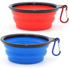SLSON Collapsible Dog Bowls, 2 Pack, Portable Pet Feeding Watering Dish for Traveling with Carabiners (Small, Orange+Pink)