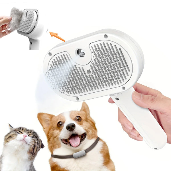 Steam Pet Grooming Brush Pro